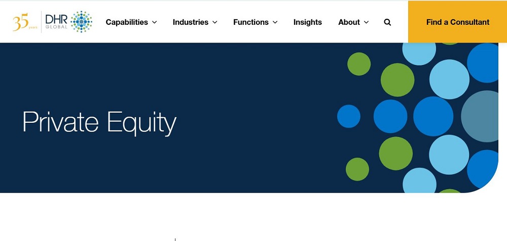 DHR Global logo for agile and responsive private equity search