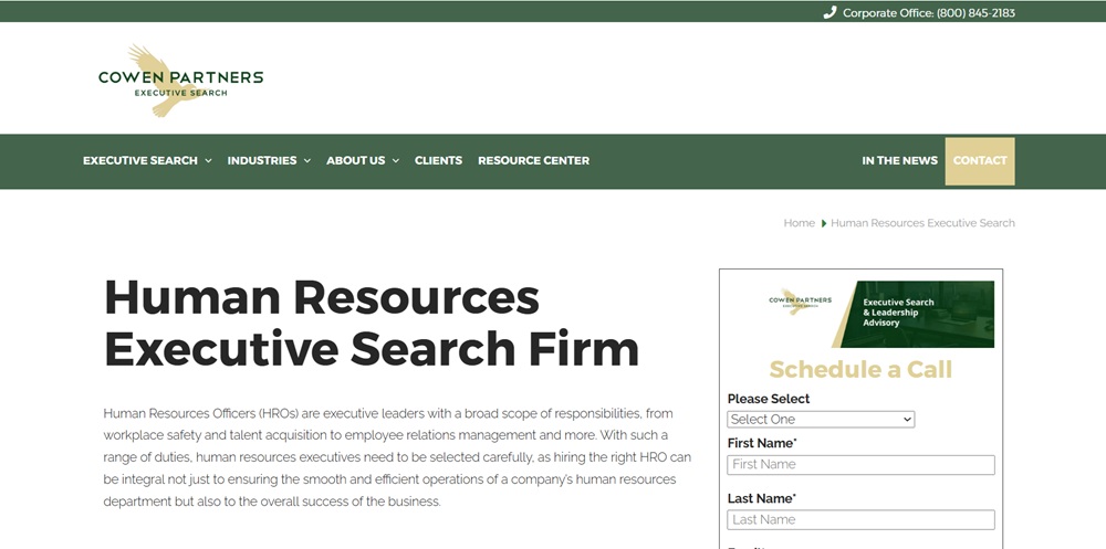 HR Recruiters Cowen Partners