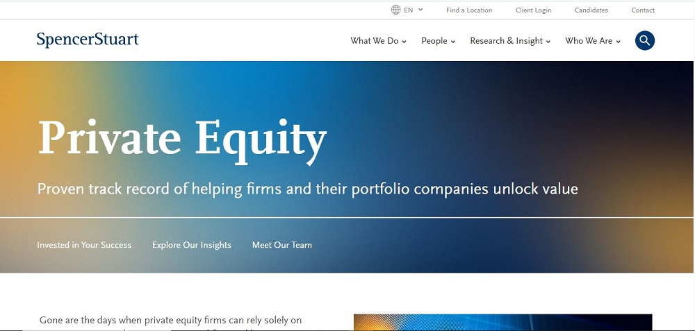 Spencer Stuart logo for private equity board and CEO search